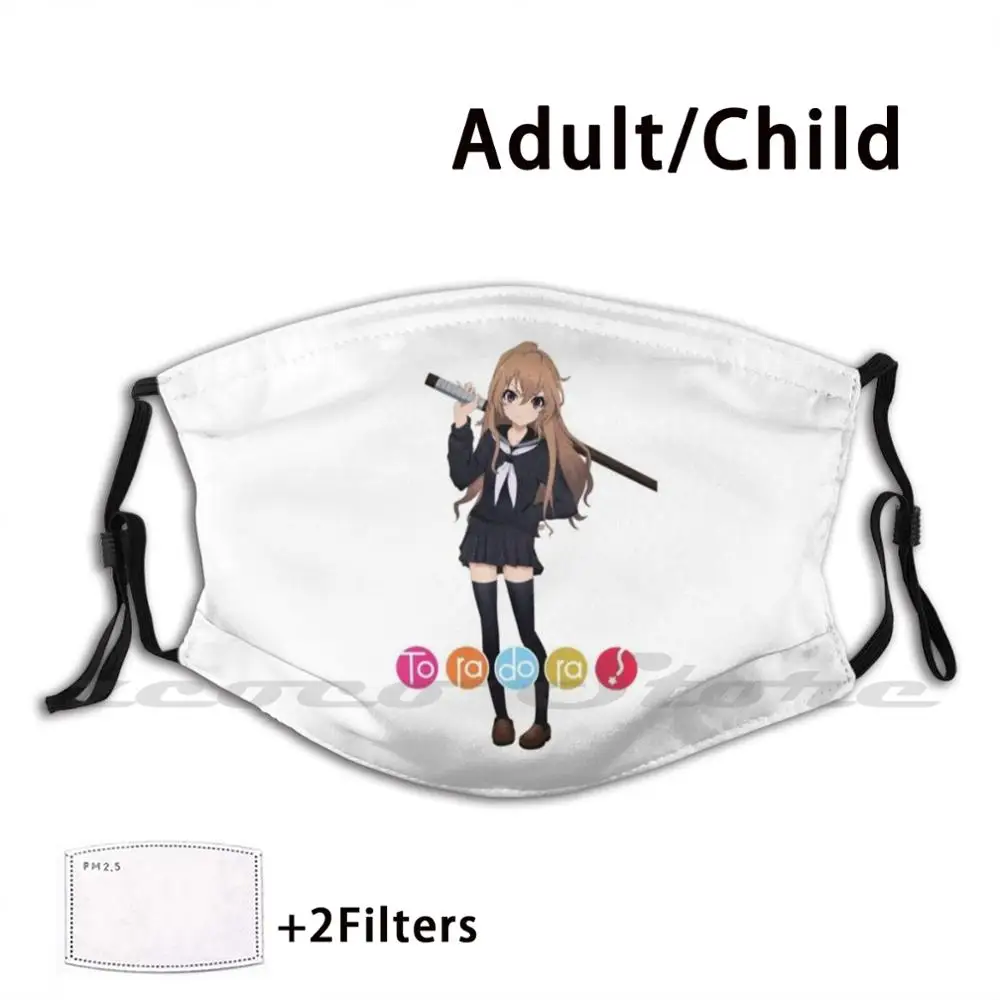 Toradora Custom Pattern Filtro Lavabile Pm2.5 Maschera Per Bambini Adulti Toradora Anime Taiga Manga Aisaka Kawaii Tiger Taiga Aisaka