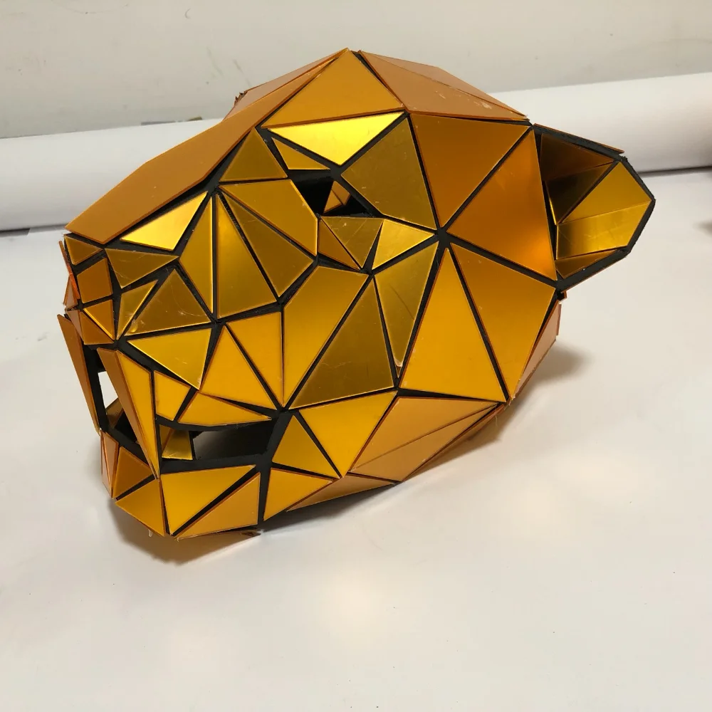 Gold Mirror Tiger King Mask Tecnologia Futura Space Animal Helmet Maschere Complete Cosplay Nightclub Party Stage Show Copricapo