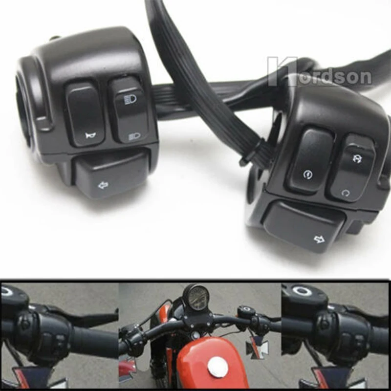 Motorcycle Black 25Mm Handlebar Turn Signal Control Switch For Harley Xl883 Sportster Dyna V-Rod Softail