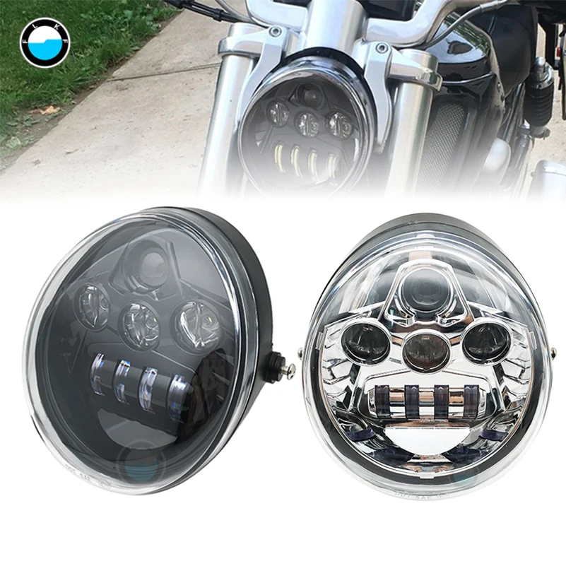 Lampada Faro Vrod Nera/Cromata Per Faro V Rod Vrod Vrsca Vrsc Faro Anteriore Vrsc/V-Rod Led.