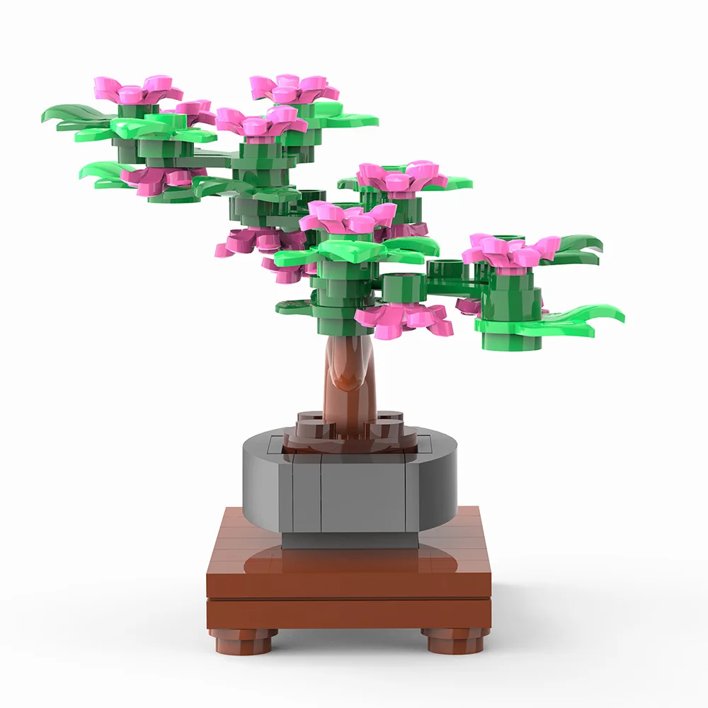 New Bonsai Tree Green Bush Flower Grass Plant Model Ornament Building Blocks Mattoni Assemblaggio Fai Da Te Giocattolo Educativo Per Regalo 647 Pezzi