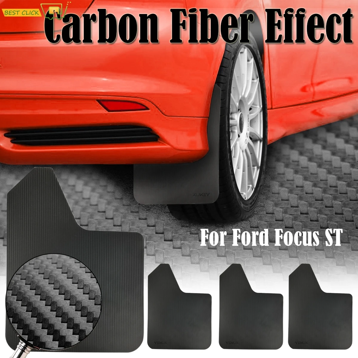 Mud Flaps Paraspruzzi Paraspruzzi Parafanghi Per Ford Focus Mk2 Mk2.5 Mk3 Mk3.5 Mk4 Mk 2 3 4 St Rs Se Sport Effetto Fibra Di Carbonio