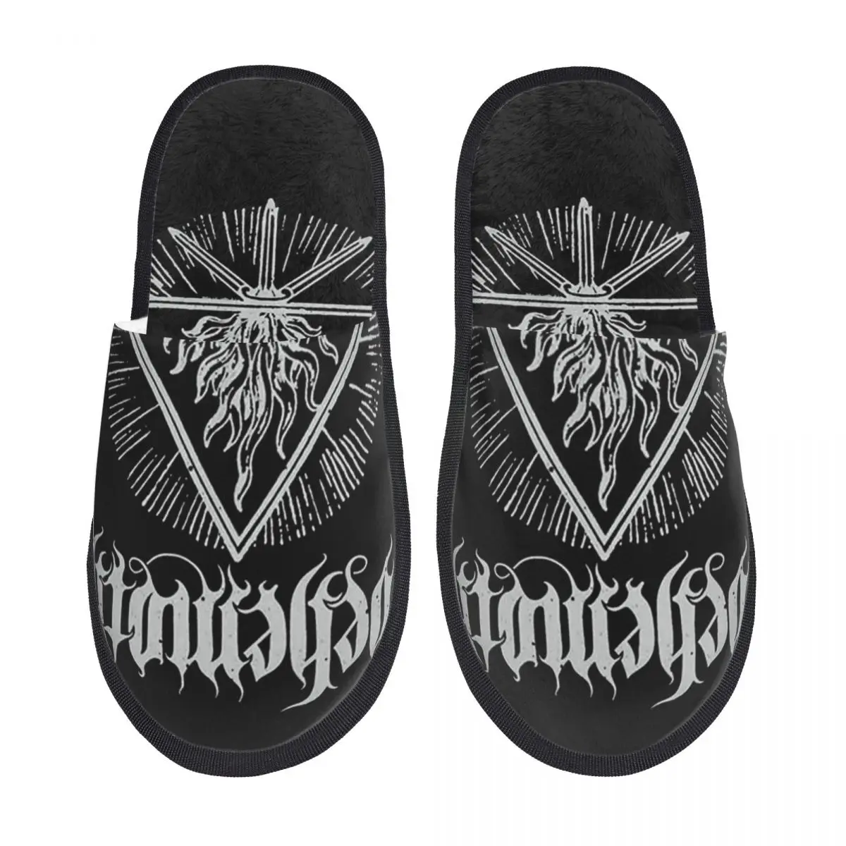 Behemoth Furor Divinus House Pantofole Antiscivolo Black Metal Band Soft Memory Foam Cotton Pantofole Indoor