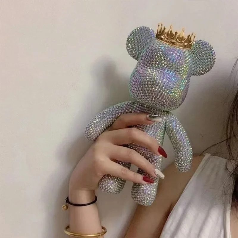 Fai Da Te Autoadesivo Cristallo Orso Statua Strass Diamante Bearbrick Orso Violento Decor Glitter Applique Bearbrick Decorazione Regalo