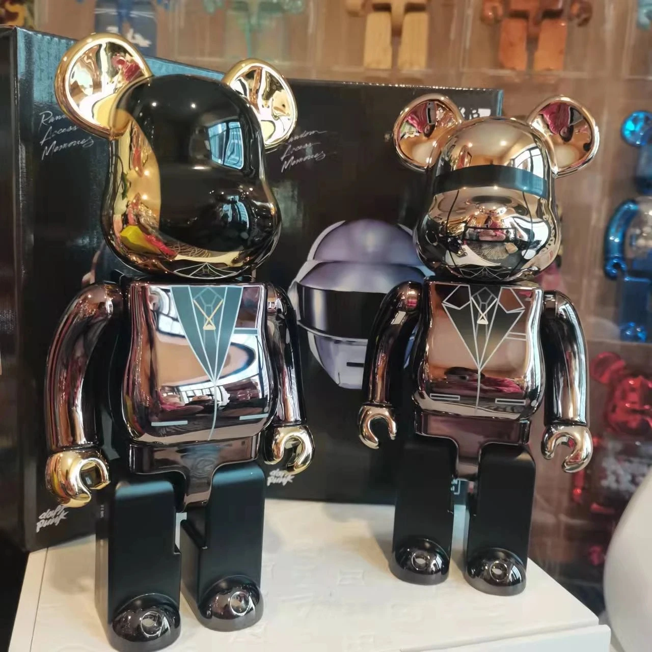 Bearbrick Daft Punk 400 1000 Joint Bright Face Violence Bear 3D Bearbrick Ornamento Originale Cupo Bear Statue Model Decoration