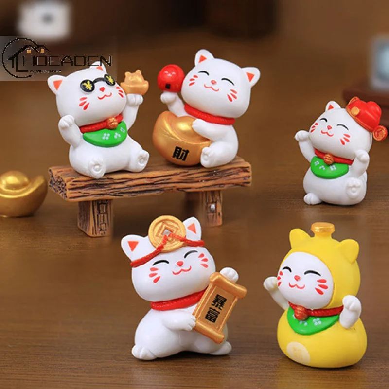 Cartoon Maneki Neko Ornaments Animal Figurine Cat Pig Model Lucky Wealth Desktop Car Decoration