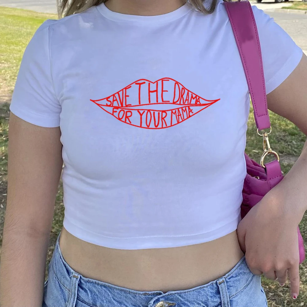 Save The Drama For Your Mama Crop Top Friends Tv Show Rachel Green Crop Shirt Donna Graphic Tees Lady Casual Top Regalo Per La Madre