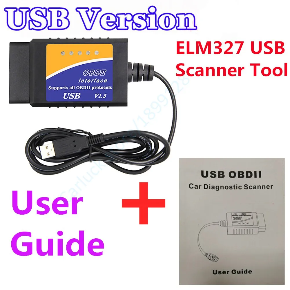 Nuovo Elm327 V1.5 Usb Plastic Obd2 Car Auto Diagnostic Tool Obd 2 Cable Adapter Elm 327 Interface Obdii Can-Bus Scanner