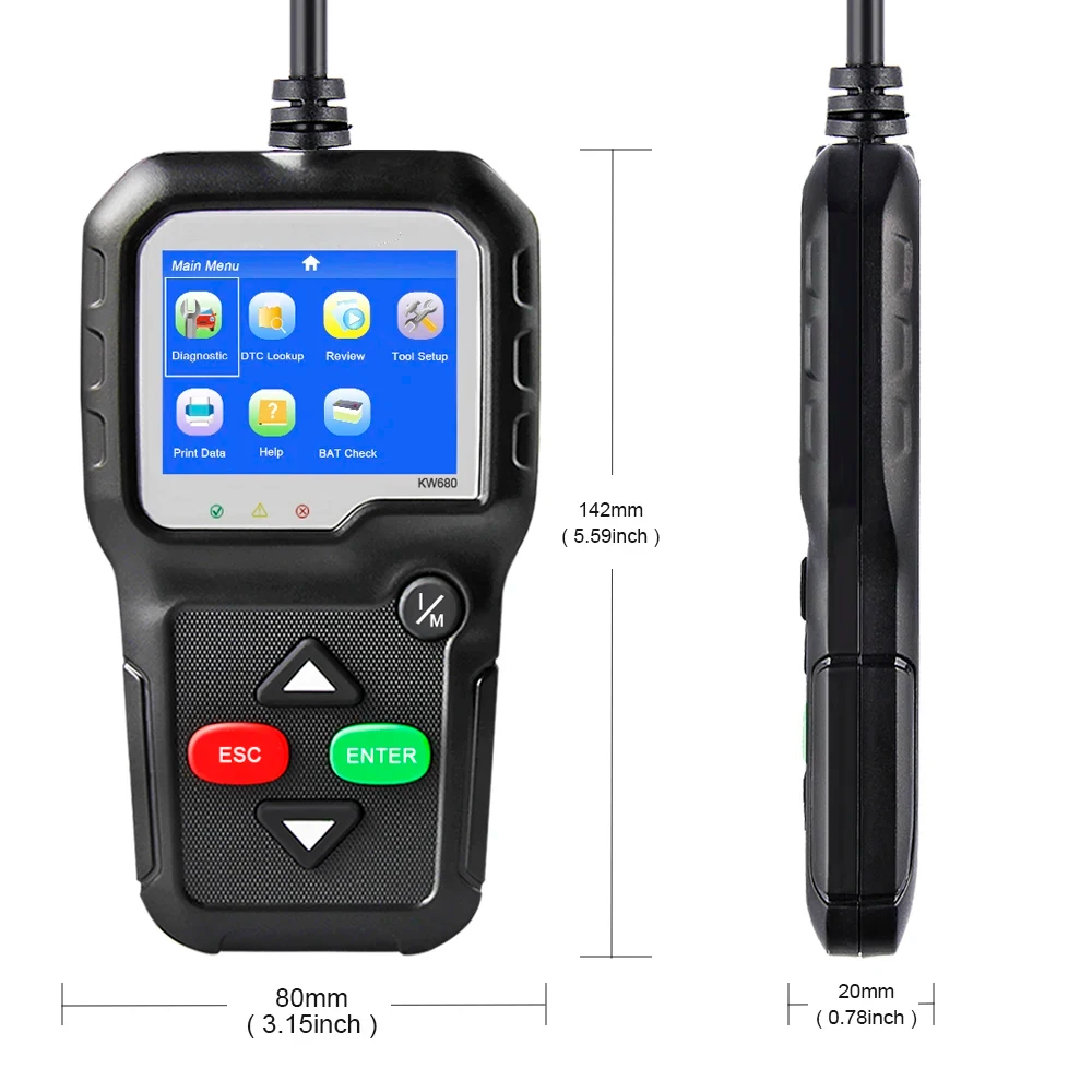 Kw680 Obd2 Scanner Strumento Di Diagnostica Automatica Full Obd 2 Funzioni Multilingue Leggi Codici Di Errore Di Errore Chiari Di Alta Qualità