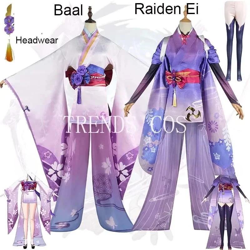 Anime Cosplay Raiden Ei Beelzebu Costume Cosplay Raiden Shogun Kimono Beelzebu Abiti Per Comic Con Halloween Party