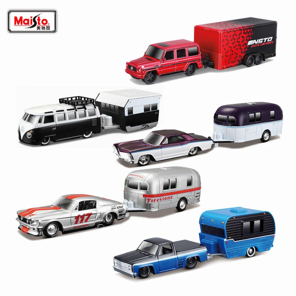 Maisto 1:64 Volkswagen Van Samba Alameda Trailer Trailer Model Simulation Car Model Lega Car Toy Collezione Maschile Regalo B678