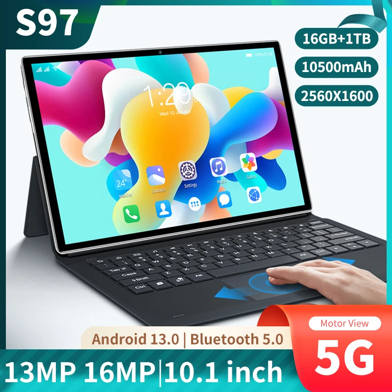 Tablet Android 13.0 10.11 12 Pollici 16Gb Ram 1Tb Rom Wi-Fi Google Play Gps Dual Sim Calling Con Tastiera Edizione Globale Per Bambini