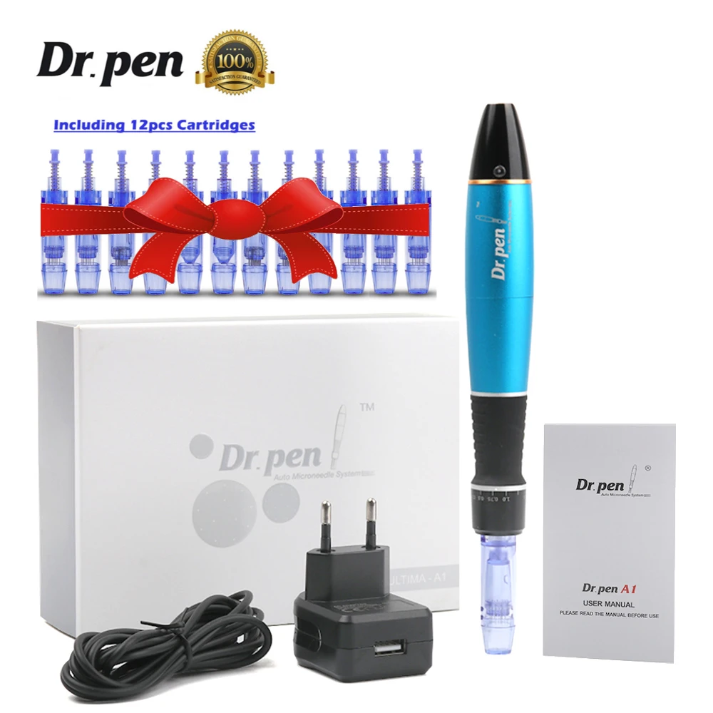 Dr Pen Ultima A1-W Wireless Microneedling Pen Con 12Pcs Cartidges Kit Derma Pen Auto Micro Needles Mesotherapy Skin Care Device Professional Facial De