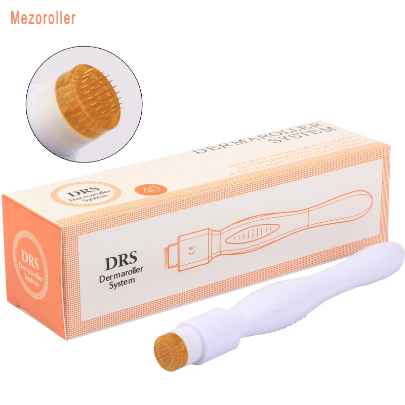 Mezoroller Drs40 Derma Stamp Titanium Ago Reale Mts Cura Della Pelle Capelli Crescono 40 Aghi Microneedling Meso Agulha Mento Mesoterapia Dermastamp