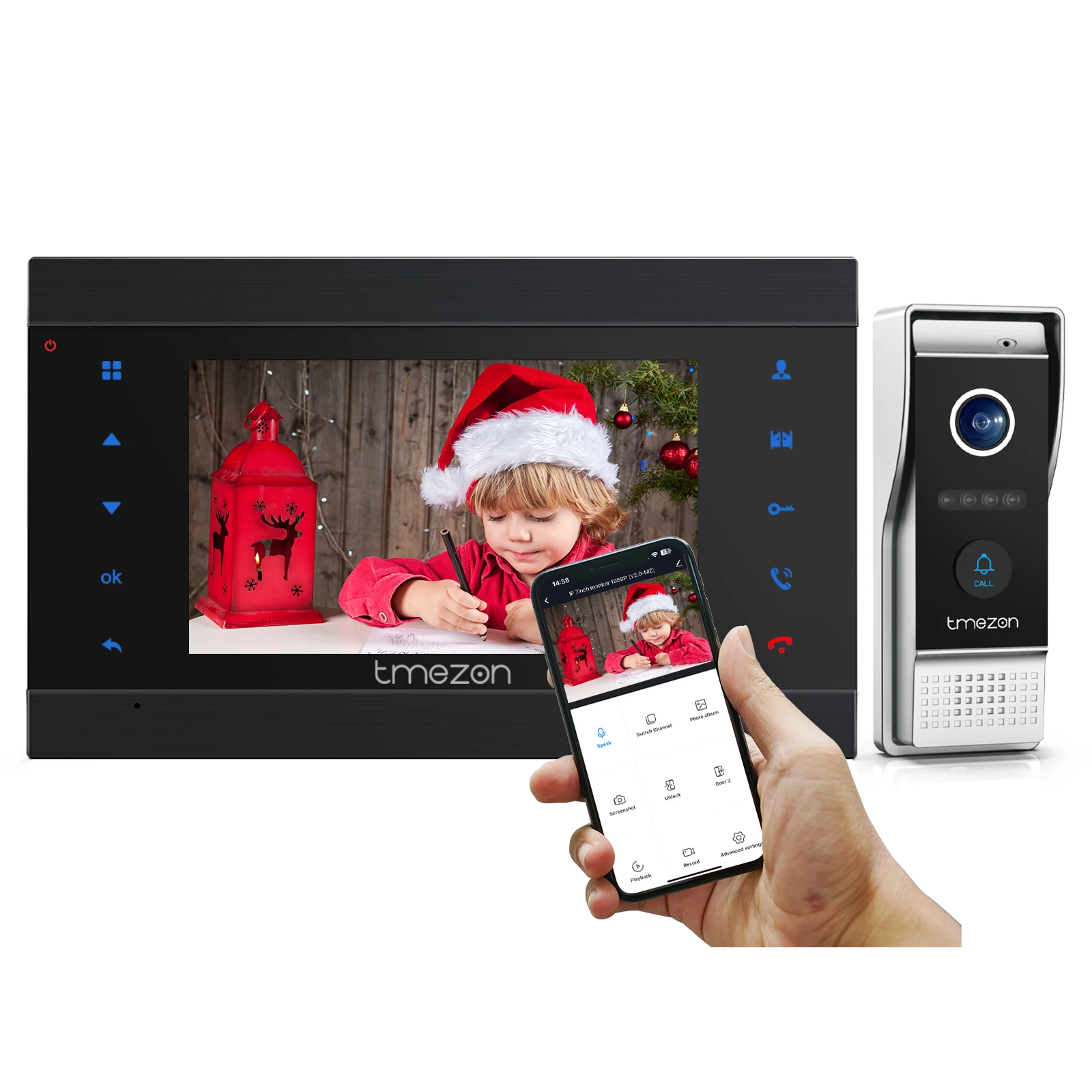 Tmezon Tuya App Home Intercom System Wireless Wifi Smart Ip Video Campanello 1080P 7 Pollici Con Campanello Cablato 1X1080P