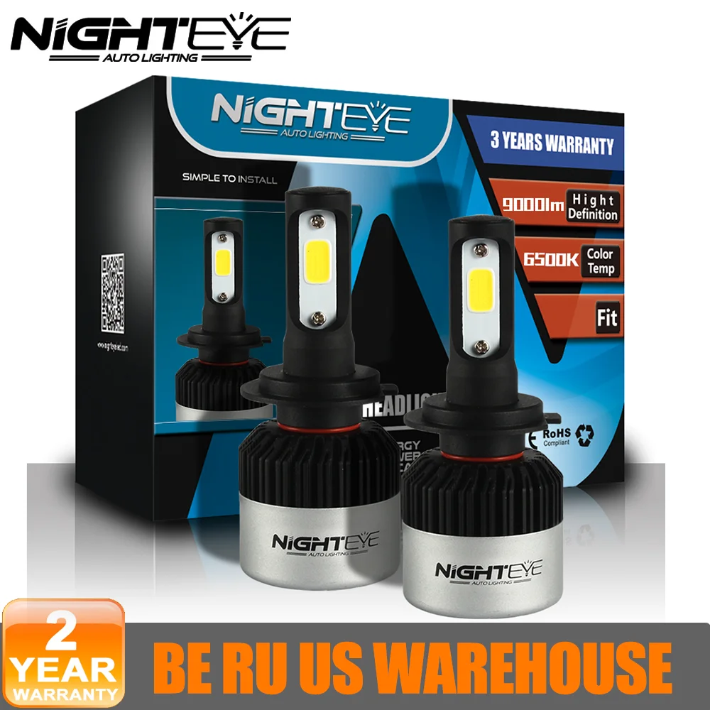Lampadine Per Auto Nighteye H7 H4 H11 H8 H9 9005 Hb3 9006 Hb4 H3 H1 Lampadine Per Fari Per Auto Chip Led Super Luminosi 72W 9000Lm 6500K Faro