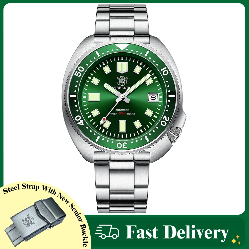 Steeldive Sd1970 White Date Background 200M Wateproof Nh35 6105 Turtle Automatic Dive Diver Watch