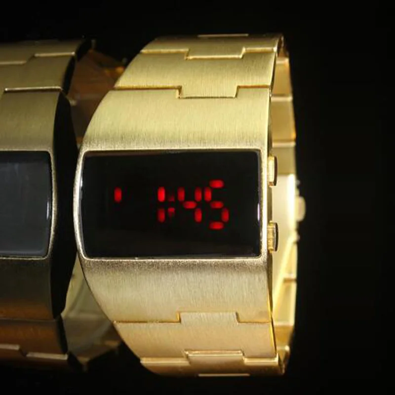 Lusso Oro Grande Orologio Da Uomo Sport Led Orologi Digitali Oro Argento Nero Acciaio Inossidabile Orologi Da Polso Elettronici Reloj Hombre 2022