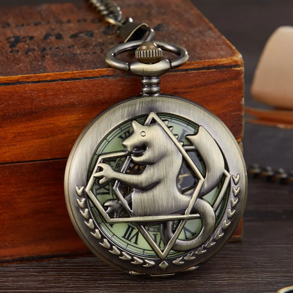 Bronzo Tono Fullmetal Alchemist Orologio Da Tasca Uomo Donna Cosplay Edward Elric Orologio Fob Collana Catena Orologio Da Tasca Meccanico