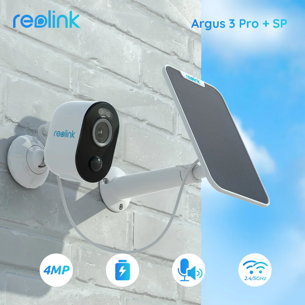 Reolink Argus 3 Pro Battery Outdoor Camera 2.4G/5Ghz Wifi Camera 4Mp Human/Car Detection 2-Way Audio Spotlight Smart Home Cam