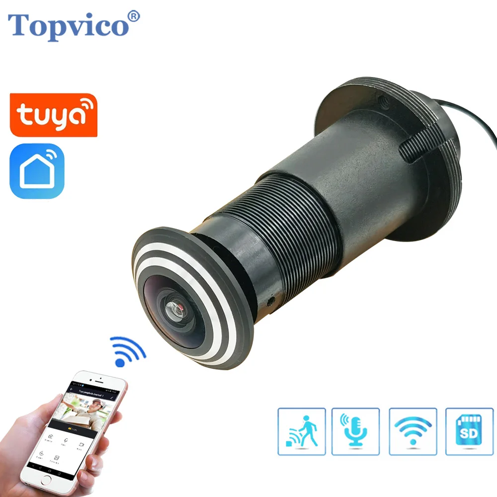 Topvico Tuya Video Spioncino Wifi Telecamera Motion Detection Door Viewer Videocitofono Wireless Video-Eye Home Security Auto Record