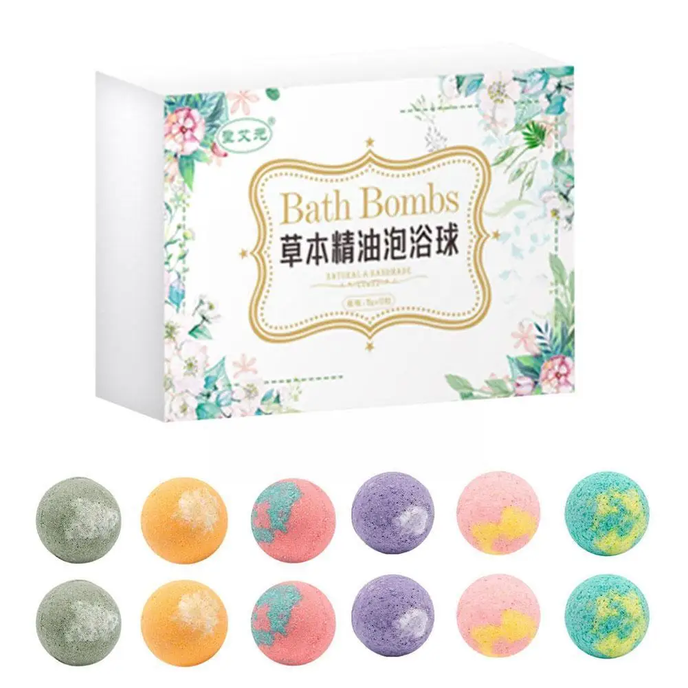 12Pcs A Base Di Erbe Olio Essenziale Bubble Bath Ball Bombs Fatto A Mano Natural Bath Bathing Spa Foot Set Regalo Ball Bath Mini E3Q8