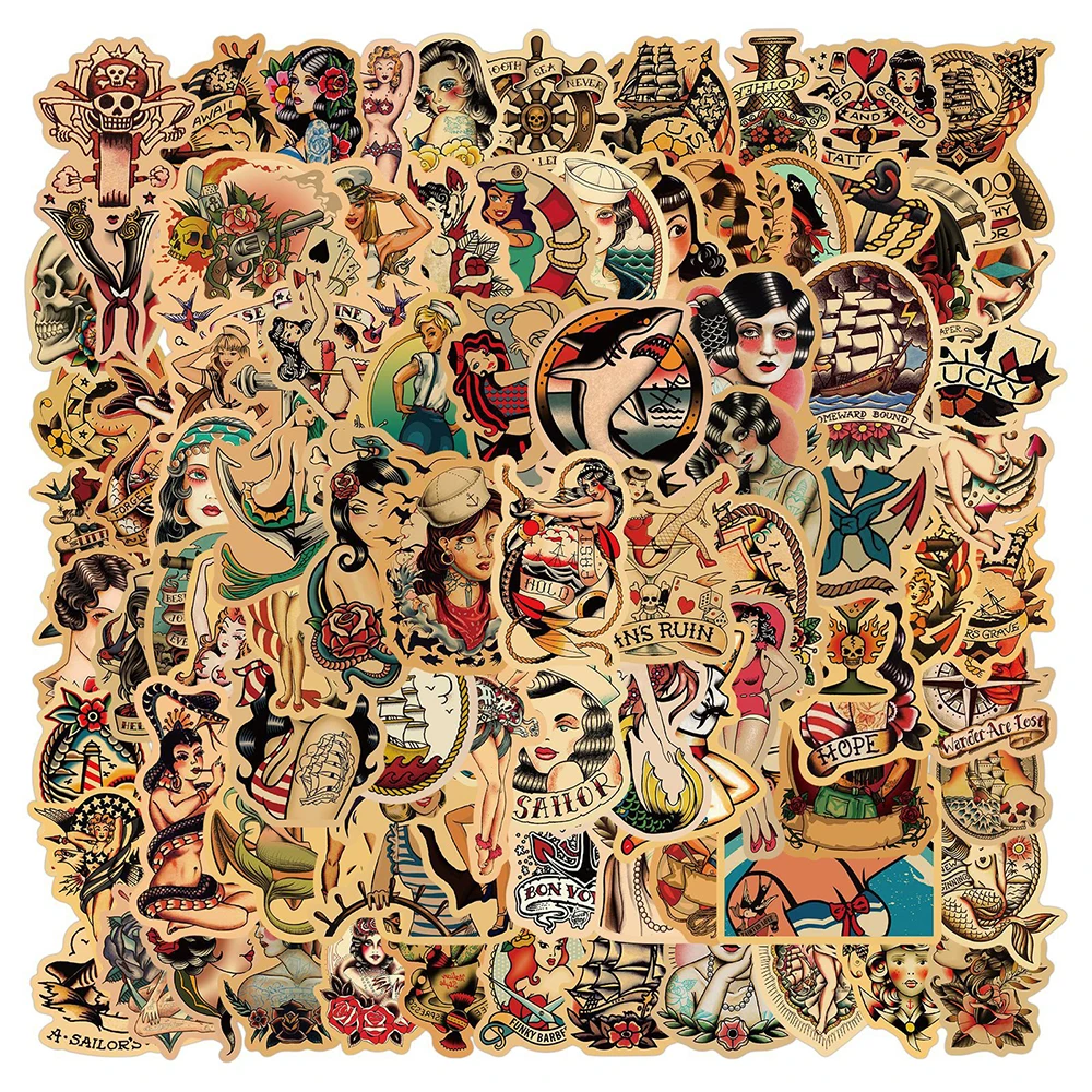 10/30/50/100Pcs Retro Sexy Pinup Girl Stickers Per Laptop Valigia Moto Bagaglio Impermeabile Vintage Decalcomania Sticker Packs