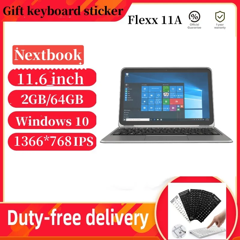 32-Bit 11.6 ''Flexx 11A Windows 10 Home Tablet Pc Quad Core 2Gb Ddr Ram 64Gb Rom Nextbook 1366 * 768Ips Intel Atom X5-Z8350Cpu