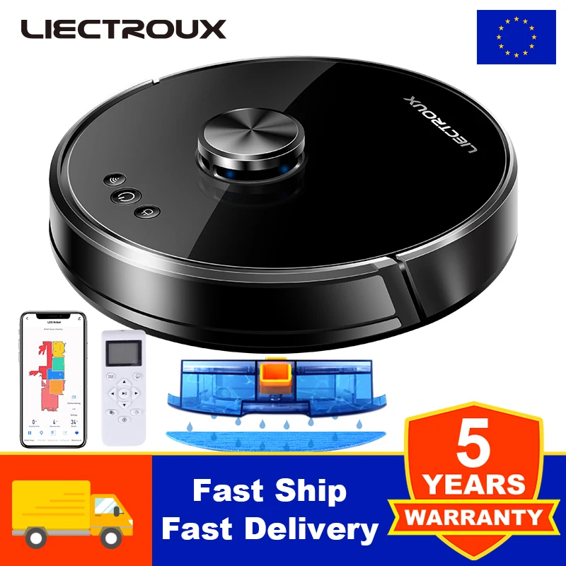 (Codice Promozionale: Aexr520) Liectroux Xr500 Robot Aspirapolvere, Navigazione Lidar, Aspirazione 6500Pa, Mappe Di Salvataggio, Pulizia A Umido A For