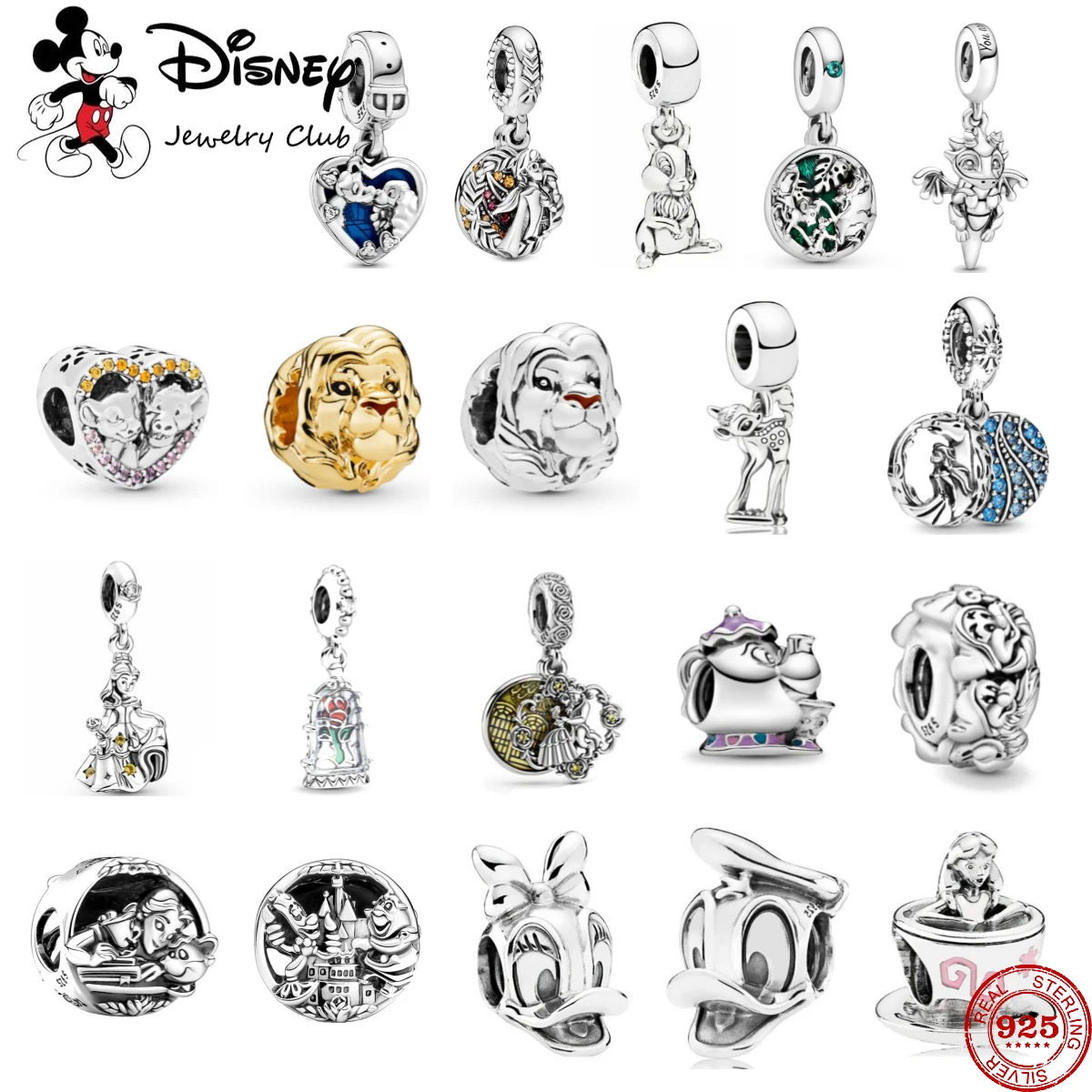 Disney Lion King Beauty With Beast Donald Duck Charms Beads Per Gioielli Originali Pandora 925 Sterling Silver Bracciale Collana