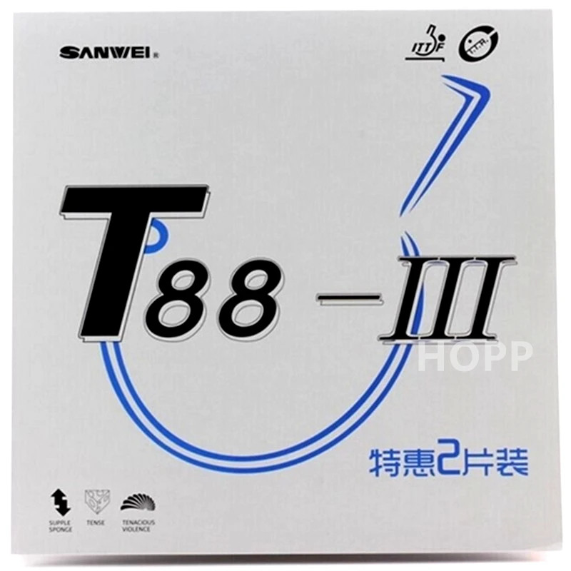 Gomma Da Ping-Pong Sanwei T88 Iii (T88-3) (Semi-Appiccicosa, Anello) Con Brufoli Di Spugna In Gomma Da Ping Pong Originale Sanwei