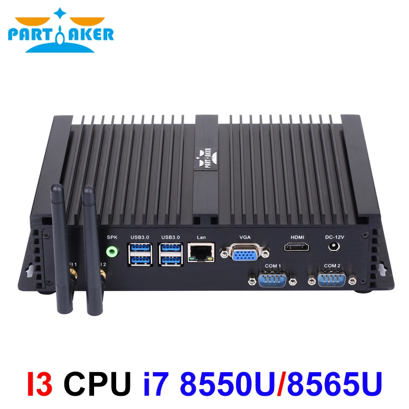 Partecipe I3 Mini Computer Mini Pc Fanless Mini Pc Finestre 10 Core I7 8550U I7 8565U 2 * Rs232 Industriale Pc Rugged Pc