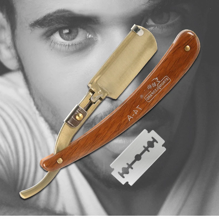 1P Coltello Da Barba Pieghevole In Acciaio Inossidabile Manico Barba Rasoio Dritto Strumento Per Vestire I Capelli Uomo Manuale Convenienza Rasoio Per