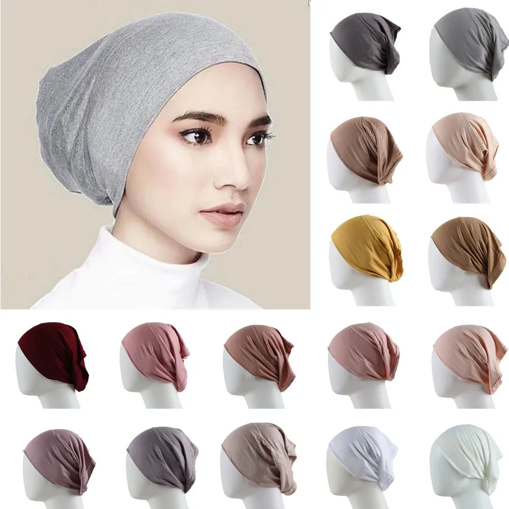 Berretto Hijab Interno Turbante Musulmano Islam Underscarf Undercap Bonnet 53 Colori Soft Jersey Stretch Hijab Tube Caps Turbante Mujer