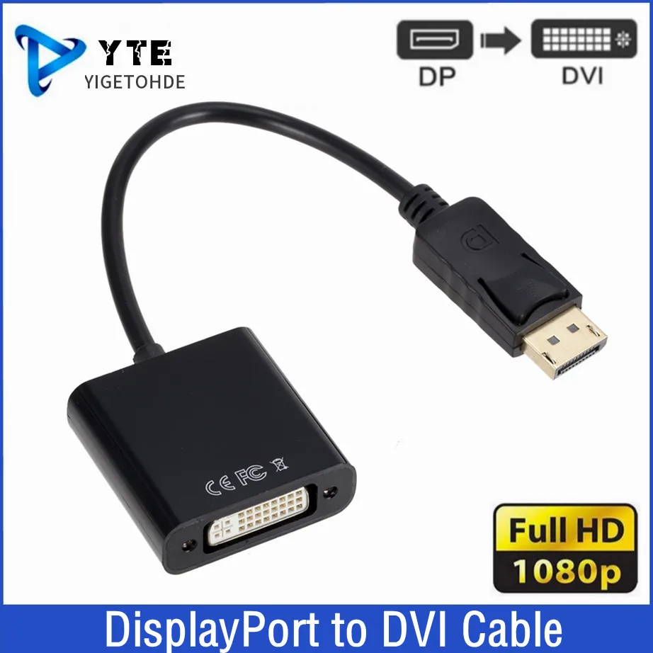 Displayport A Dvi Cable Adapter Display Port Convertitore Da Dp A Dvi Hd 1080P Maschio A Femmina Per Pc Laptop Hdtv Monitor Proiettore