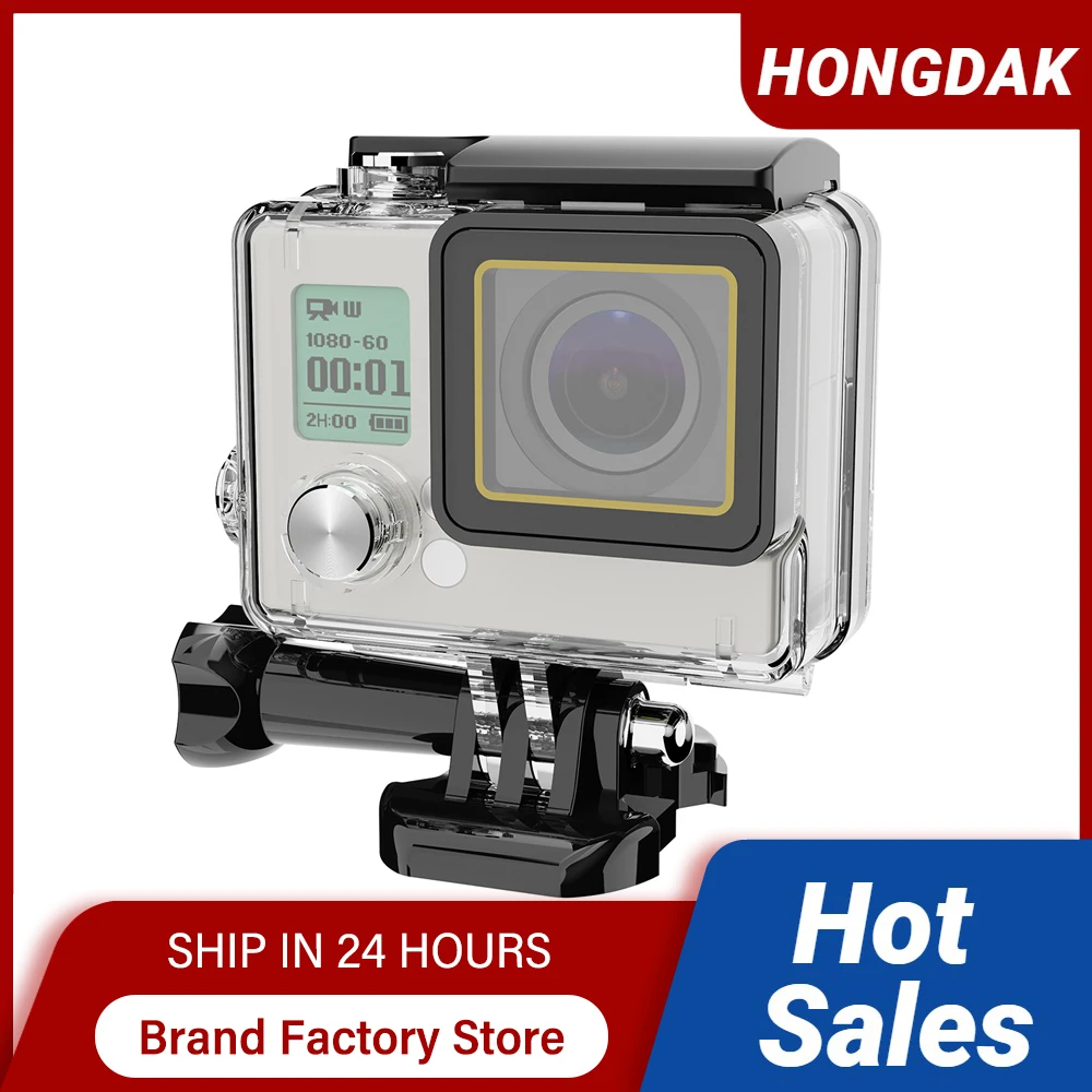 Per Gopro Hero 4 3 + Custodia Impermeabile 60M Custodia Protettiva Subacquea Per Go Por 4 3 + Gopro4 Accessorio Per Copertura Subacquea