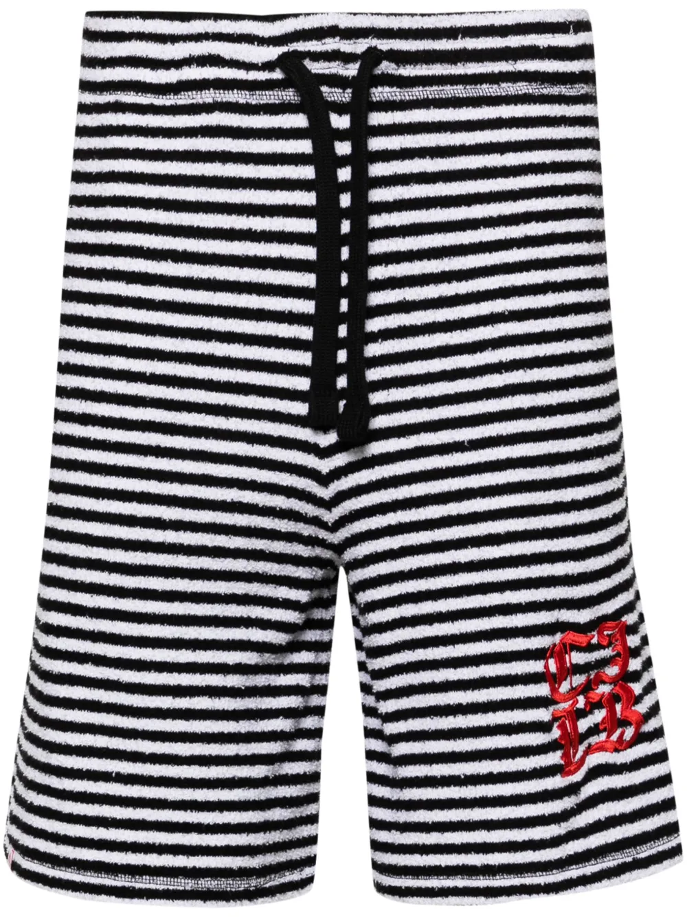Charles Jeffrey Loverboy striped towelling shorts - Nero