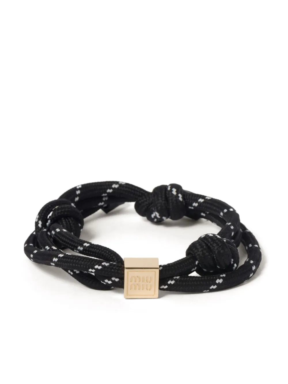 Miu Miu logo-charm rope bracelet - Nero