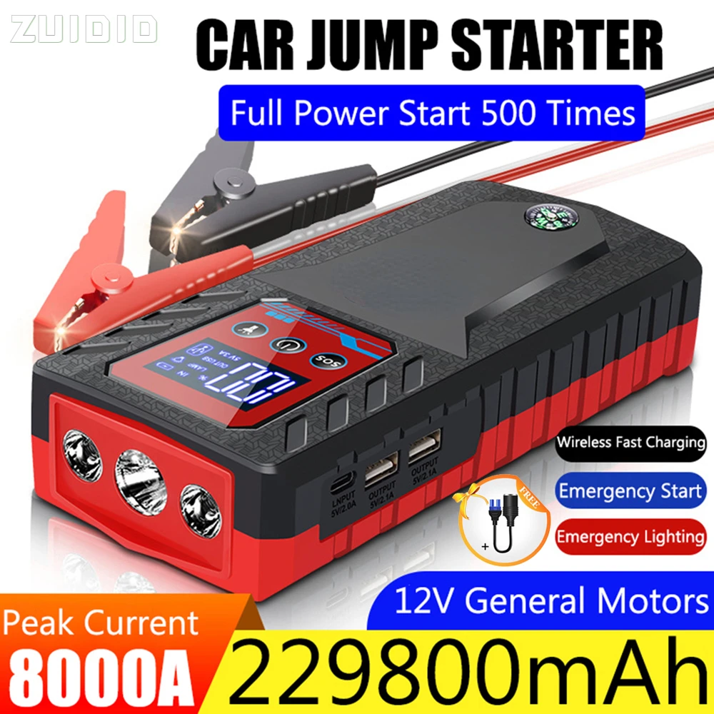 229800Mah Auto Jump Starter 8000A 12V Automobile Emergenza Booster Dispositivo Di Avviamento Power Bank Diesel Benzina Articoli Per Auto
