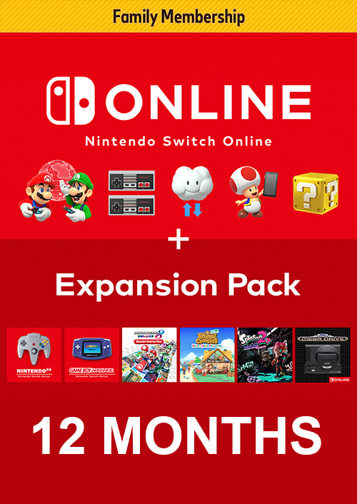 Nintendo Switch Online 12 Month Family Membership Plus Expansion Pack Switch (Europe & Uk)