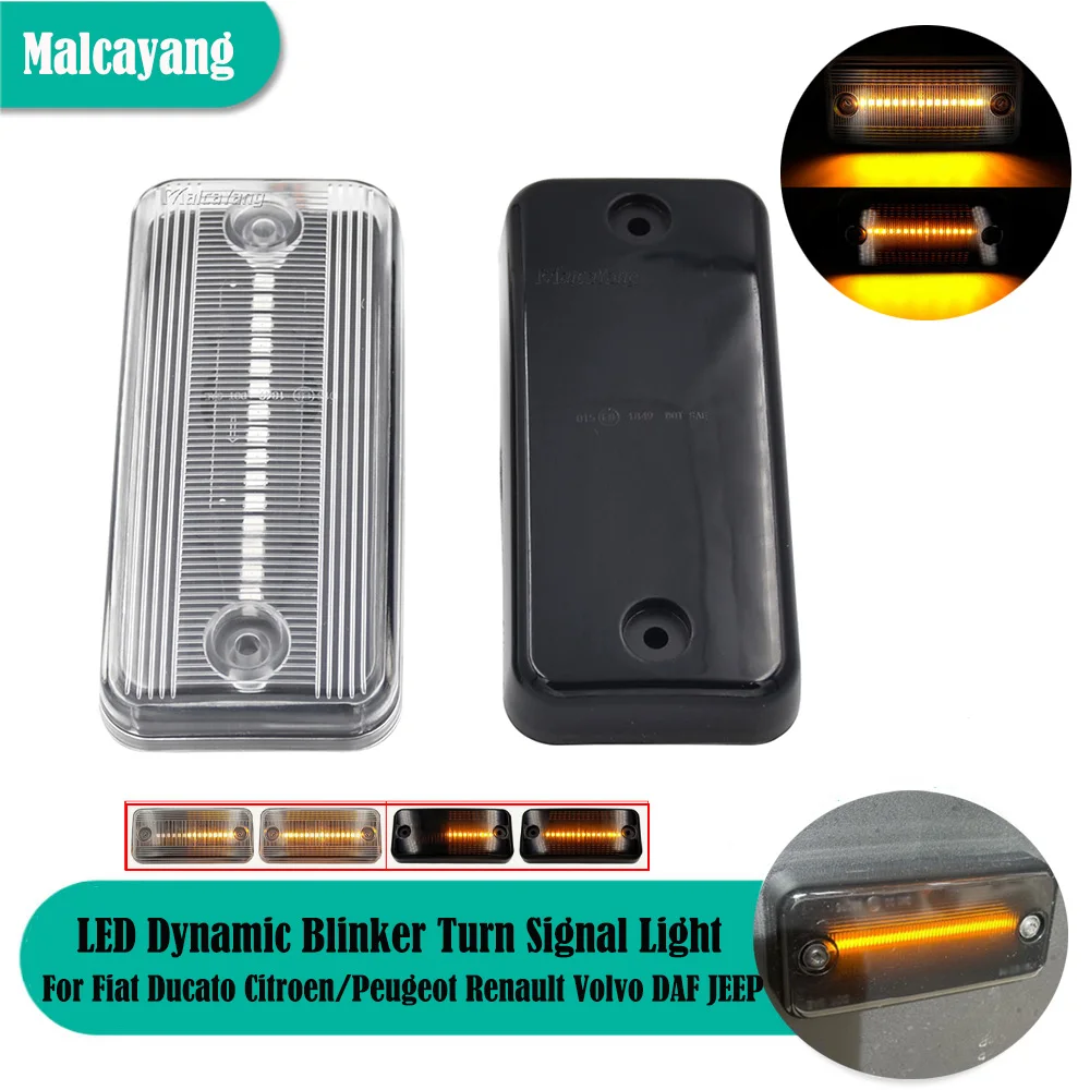 2Pcs Led Dynamic Blinker Indicatore Di Direzione Indicatore Laterale Per Fiat Ducato Citroen/Peugeot Renault Volvo Daf Jeep Car Styling