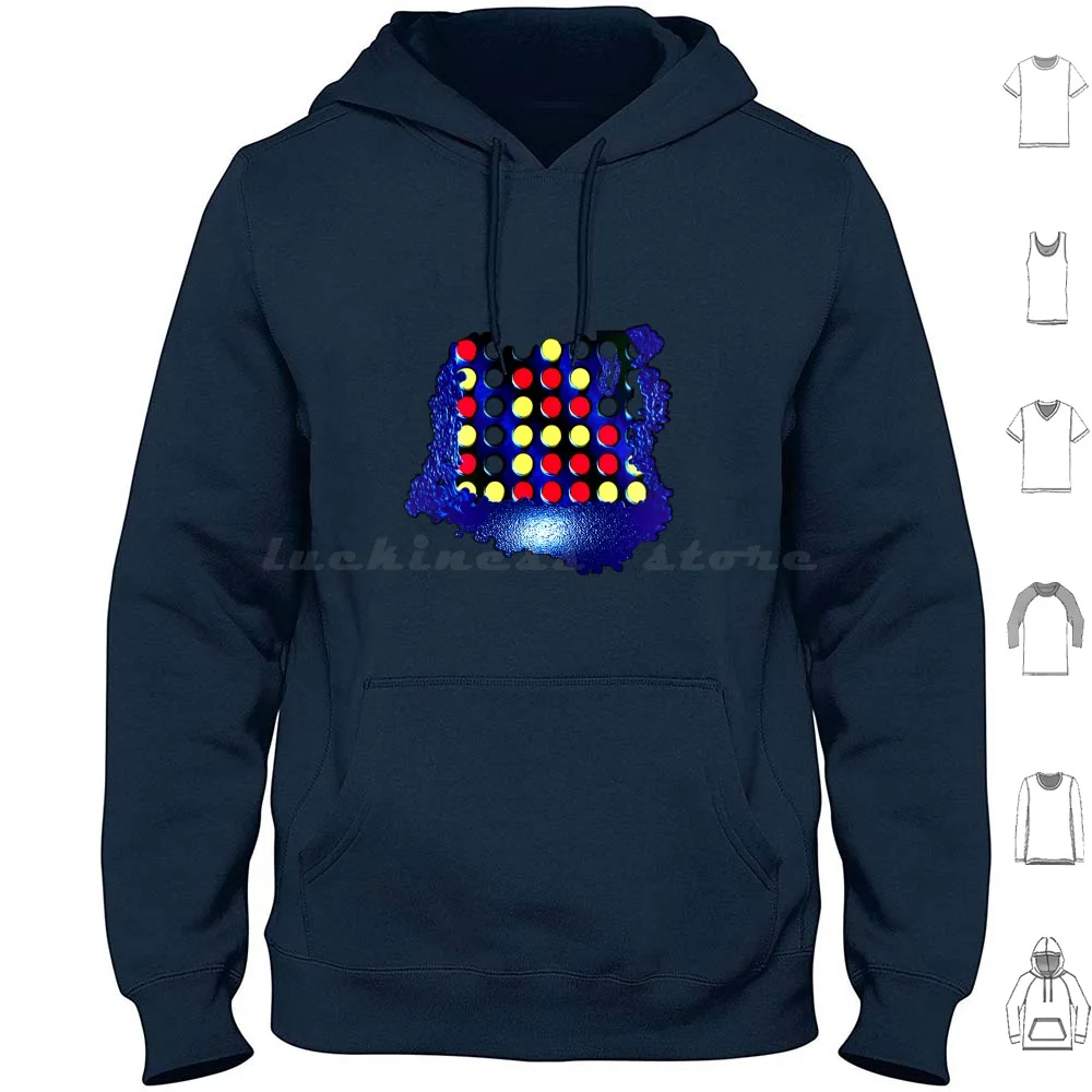 Connect 4 Felpe Con Cappuccio Manica Lunga Conecta Row 4 Quattro Giochi Juegos 80S 3 Raya