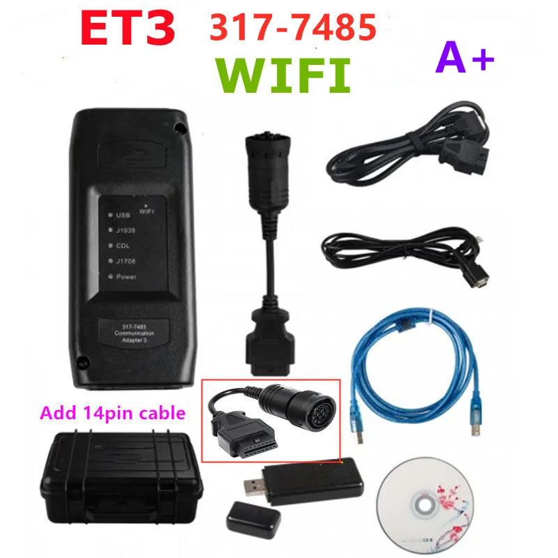 Per Adattatore Cat Et3 Per La Comunicazione Dello Strumento Diagnostico Del Camion 317-7485 Con Scanner Per Camion Pesanti Versione Usb Wifi A +++