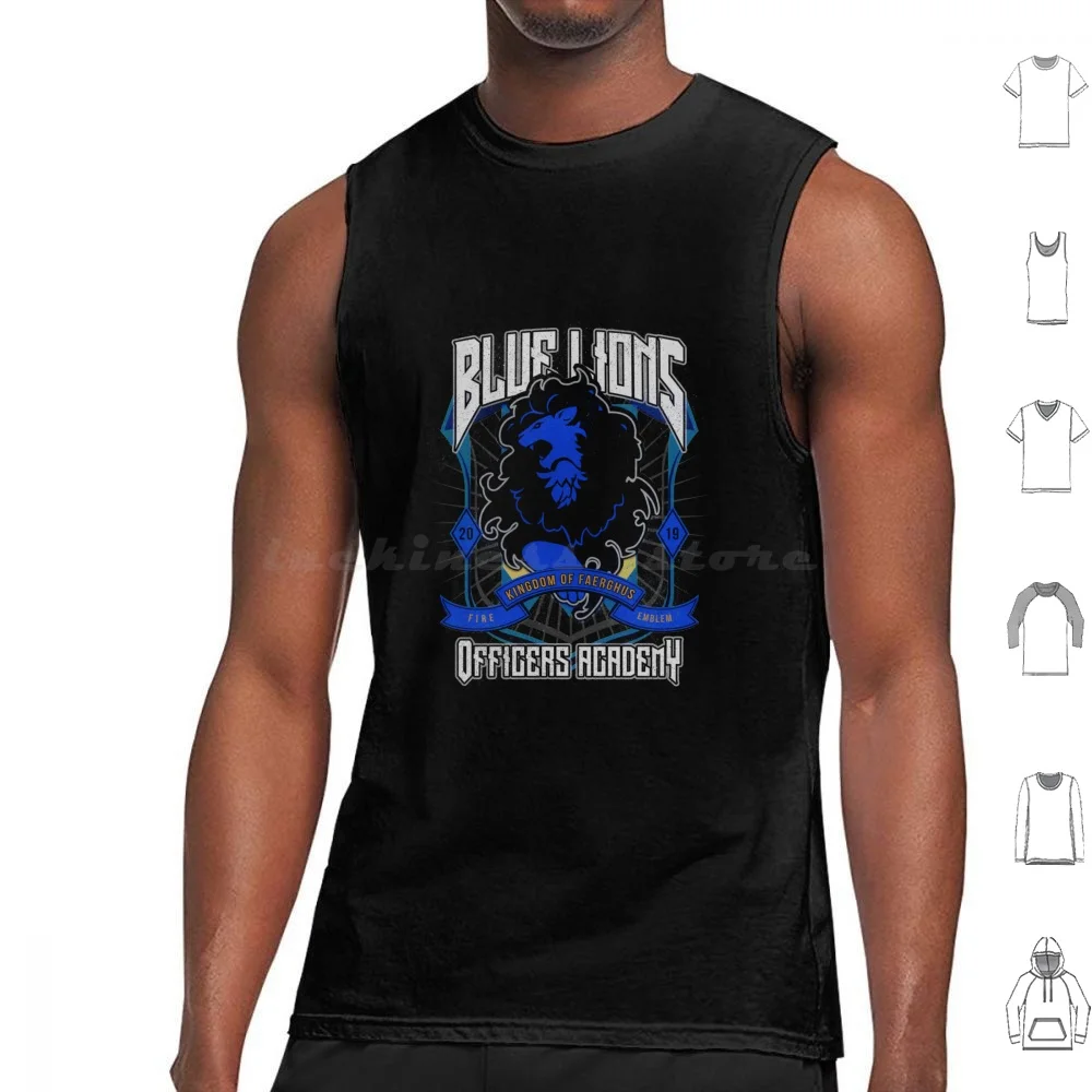 Blue Lions Crest Canotte Stampa Cotone Blue Lions Crest Fire Emblem Tre Case Black Golden Deer Blue Lions