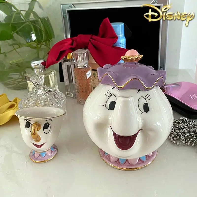 Disney Teiera Cute Cartoon Beauty And The Beast Caffettiere Mug Mrs Potts Chip Cup Tea Cup Pots One Tea Set Droshipping Gifts