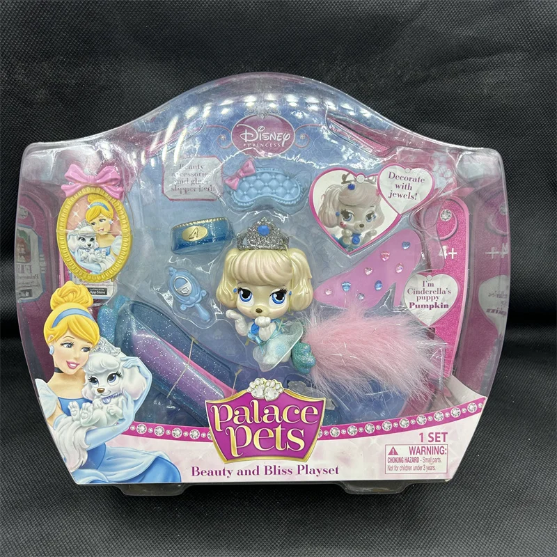 Disney Princess Palace Pet Dog Set Cartoon Doll Cenerentola Crystal Shoes Girl Toys Anime Figurine Model Desktop Ornaments Gifts
