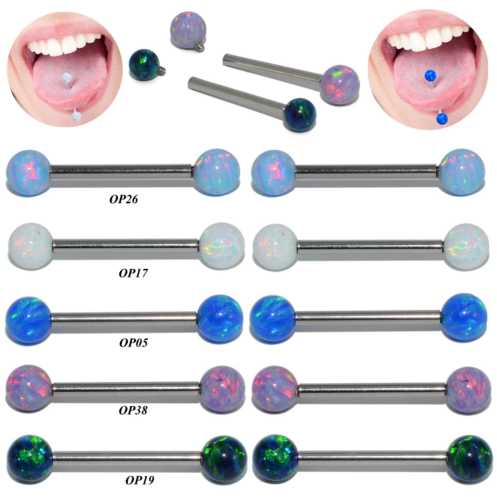 1Pc Anello Chirurgico In Acciaio Chirurgico Piercing Opale Filettato Internamente Sexy Mamilo Piercing Lingua Bilanciere Piercing Gioielli Da Donna