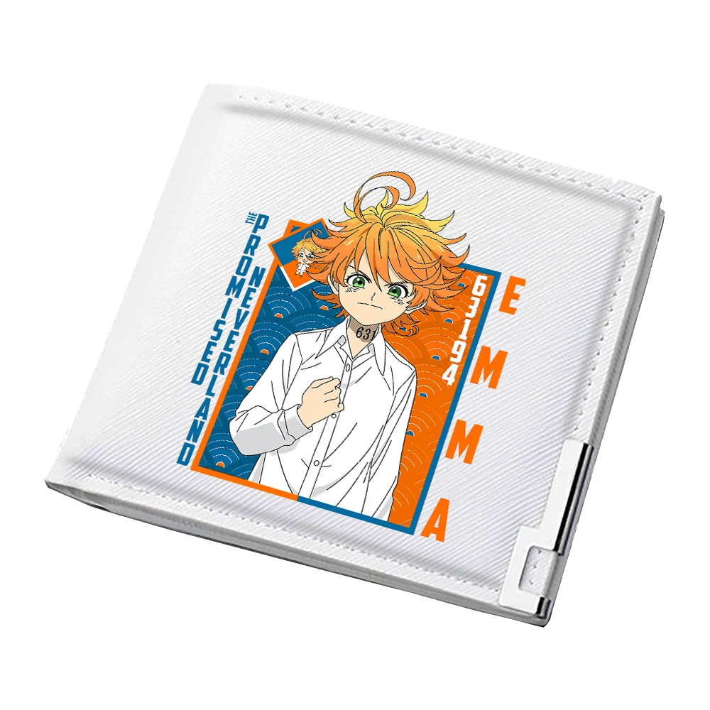La Promessa Neverland Anime Money Bag Cartoon Short Wallet Kawaii Id Card Holder Pu Leather Women White Purse Mini Clutch