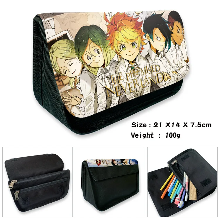 Anime The Promised Neverland Emma Astuccio Per Matite Di Grande Capacità A Doppio Strato Oxford Canvas Pencil Box School Office Pen Bag 995