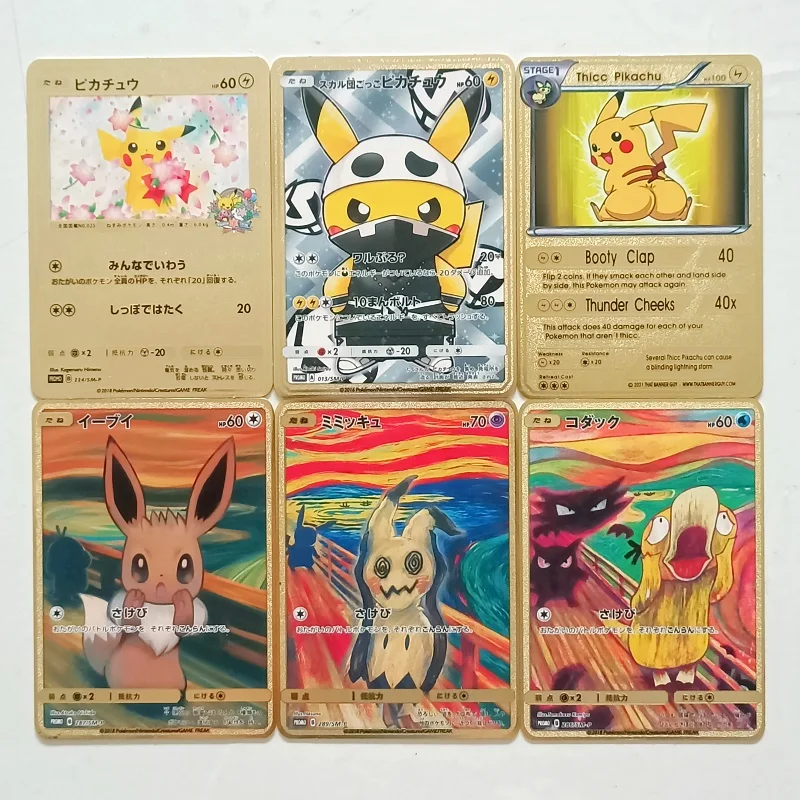 New Pokemon Anime Pikachu Metal Card Pokemon Cards Eevee Squirtle Evolution Battle Games Collection Carte Da Gioco Giocattoli Per Bambini Regalo